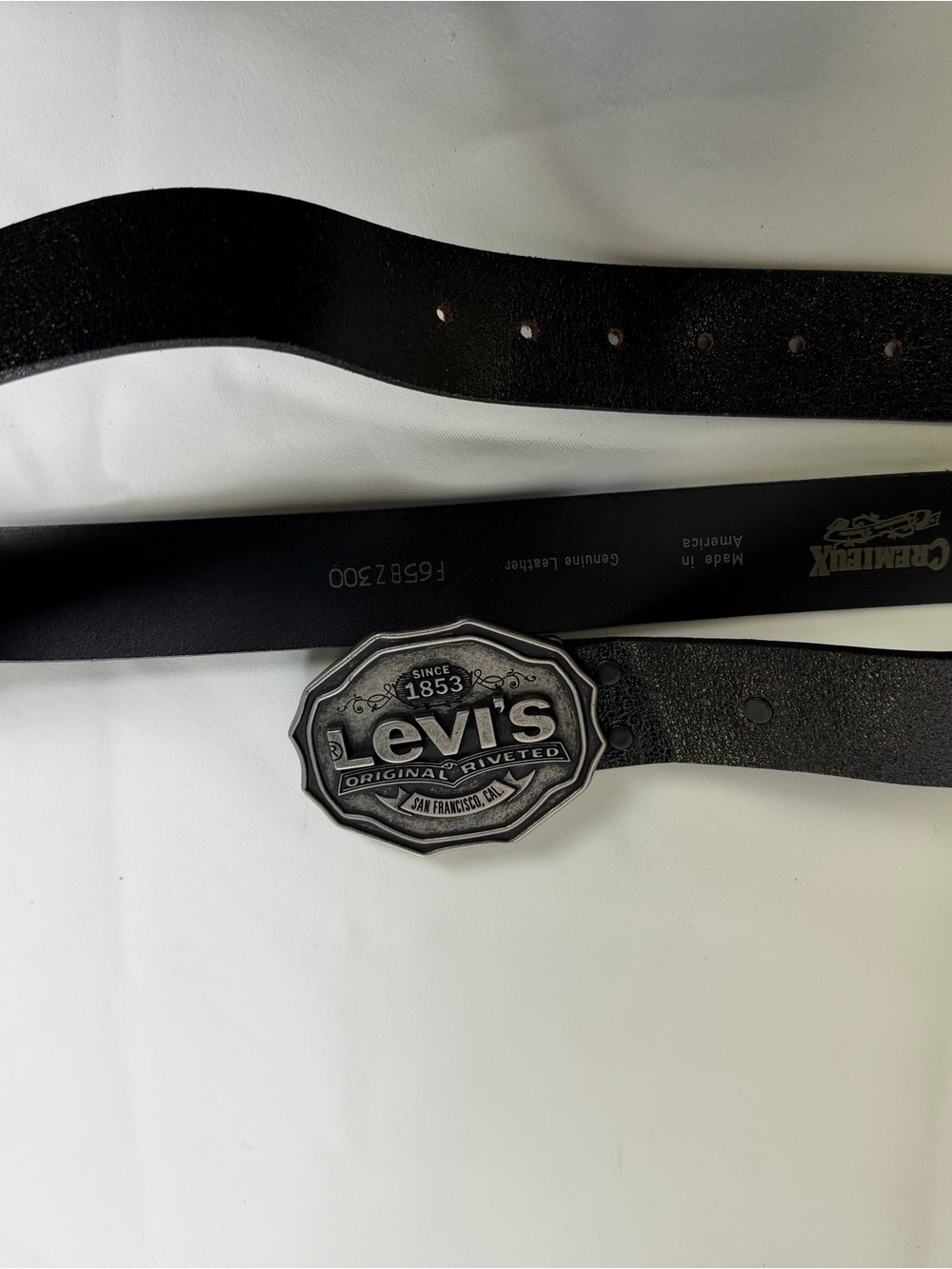 Levi's Antique Silver Belt Buckle and Leather Belt 36 - Picture 6 of 13
